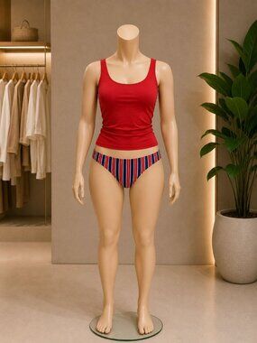 Kona Sol size Large 12-14 Red/White/Blue Striped Bikini Bottoms Low Rise NEW